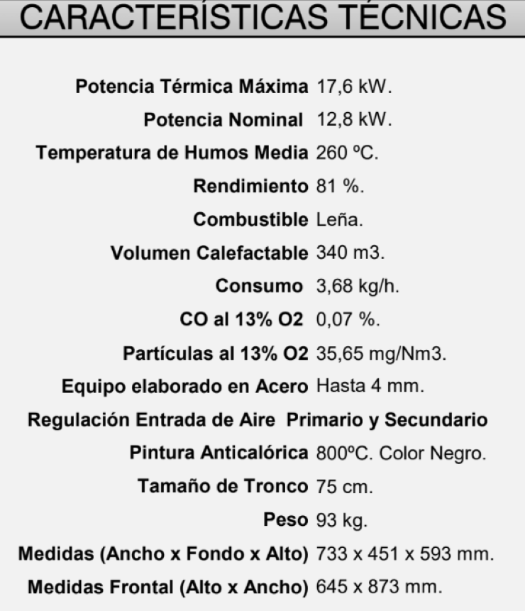 BRICOSOL Insertable de leña sin turbinas FM Modelo I-180_2