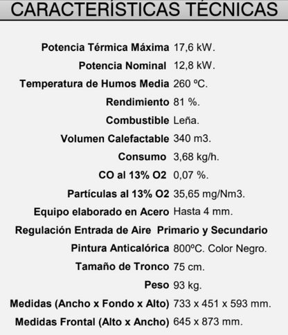 BRICOSOL Insertable de leña sin turbinas FM Modelo I-180_2