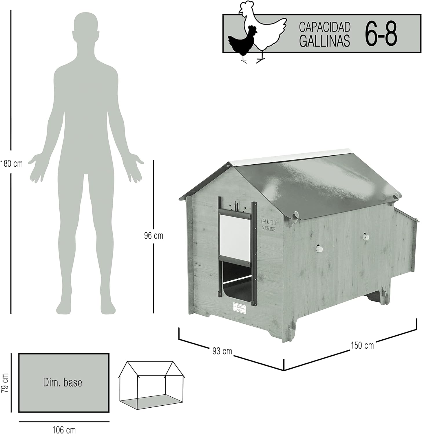 Gallinero Venise Para 6-8 Gallinas - Gallinero Fabricado En Láminas De Hpl_1