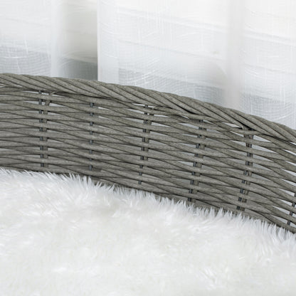 Pawhut Cama Para Perros Gatos De Mimbre Con Cojín Lavable 76x59x32cm Gris Blanco_3