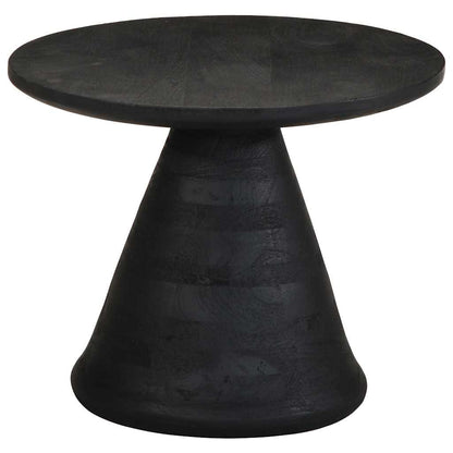 Mesa Auxiliar Madera Maciza De Mango Negra Ø50x40 Cm_1