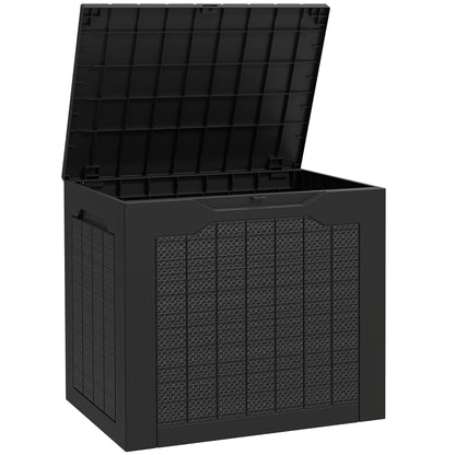 Outsunny Baúl De Almacenaje Exterior 97l Impermeable Con Asas Integradas Negro_0