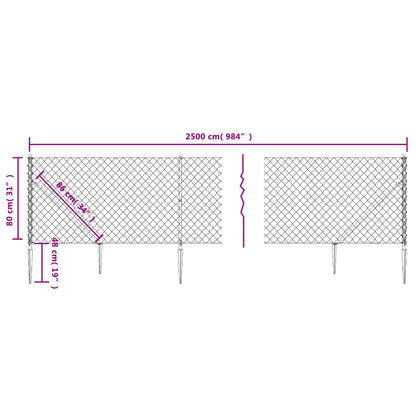 Cerca De Alambre Con Pinchos De Anclaje Gris Antracita 0,8x25 M / Vetonek_0