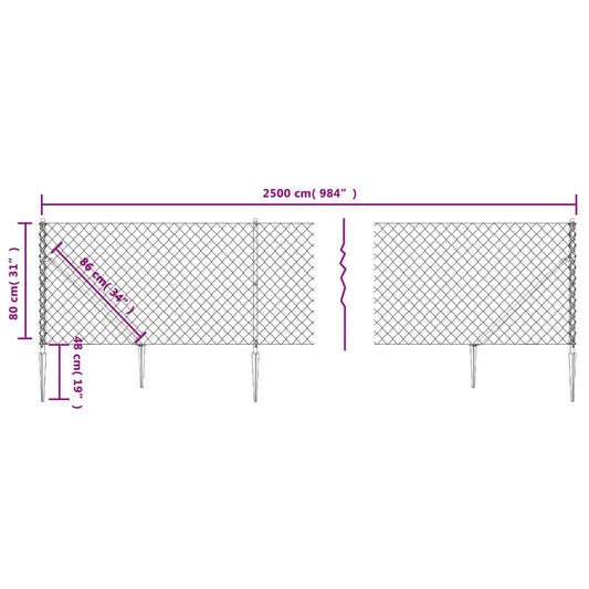 Cerca De Alambre Con Pinchos De Anclaje Gris Antracita 0,8x25 M / Vetonek_0