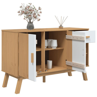 Aparador Olden Madera Maciza Pino Blanco Y Marrón 114x43x73,5cm / Vetonek_1