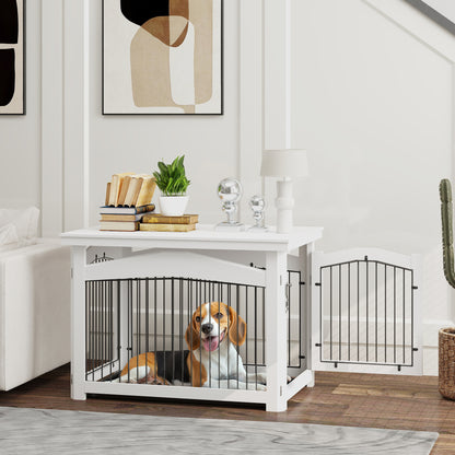 Pawhut Jaula Para Perros Medianos 3 En 1 Con Tapa Superior Desmontable Blanco_1