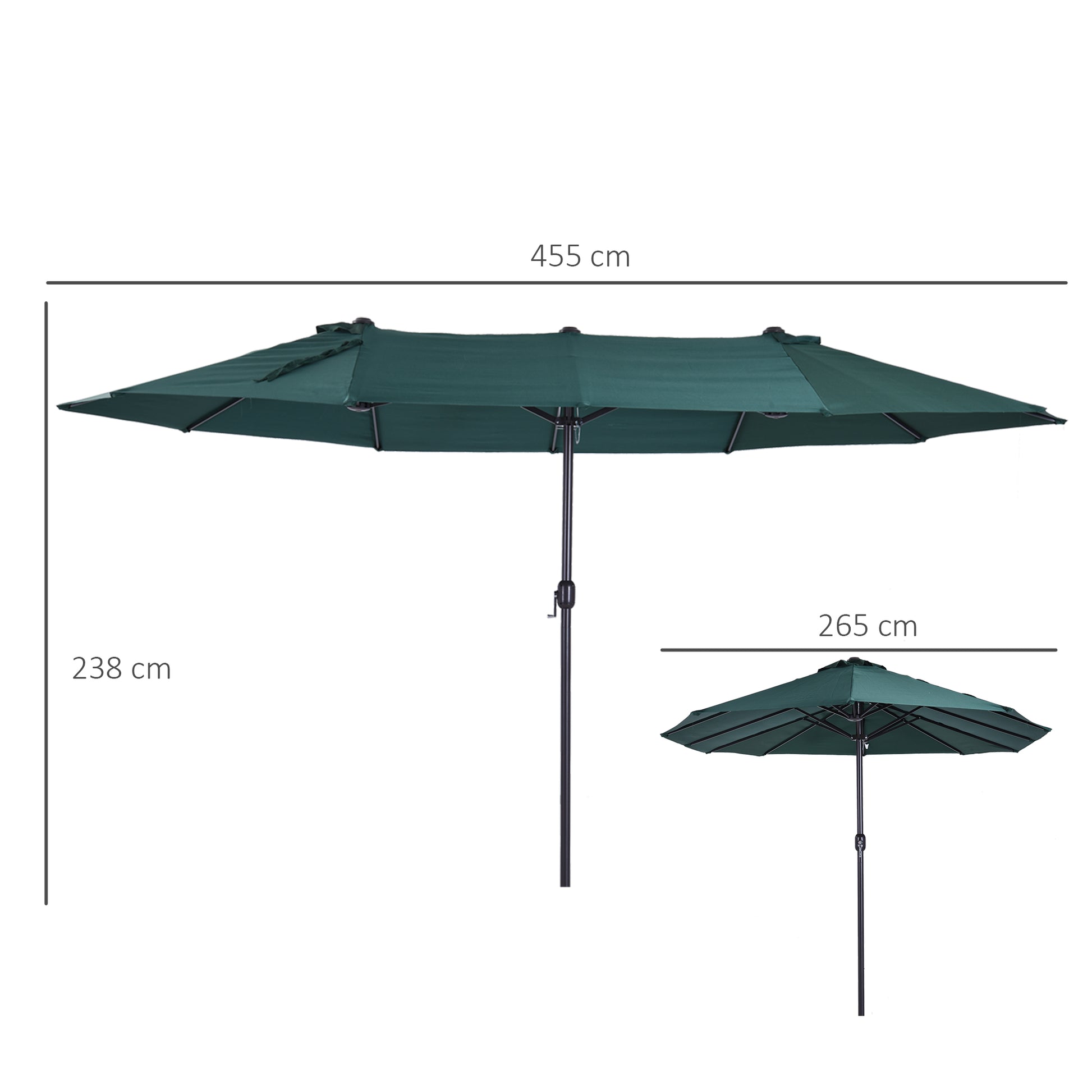 Outsunny Sombrilla Doble Extragrande Para Terraza Patio Protección Solar Verde_2