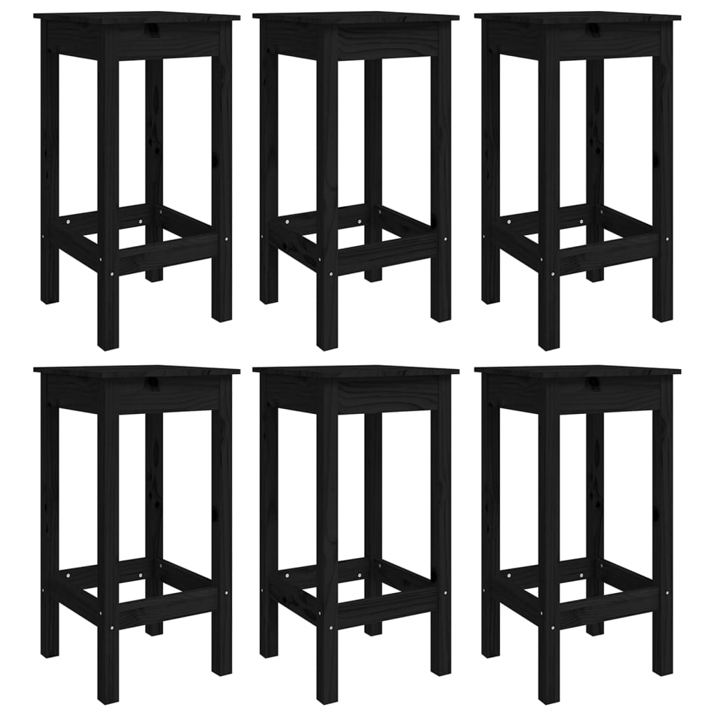 Vidaxl Set De Mesa Y Taburetes Altos Jardín 7 Piezas Madera Pino Negro_5
