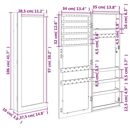 Vidaxl Espejo Con Joyero De Pared Blanco 37,5x10x106 Cm_2