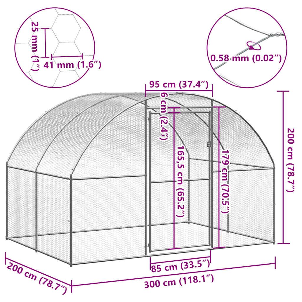 Vidaxl Gallinero De Exterior De Acero Galvanizado 3x2x2 M_3
