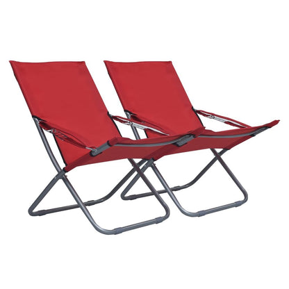 Vidaxl Sillas De Playa Plegables 2 Unidades Tela Rojo_0