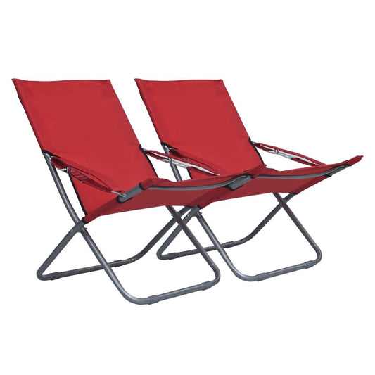 Vidaxl Sillas De Playa Plegables 2 Unidades Tela Rojo_0