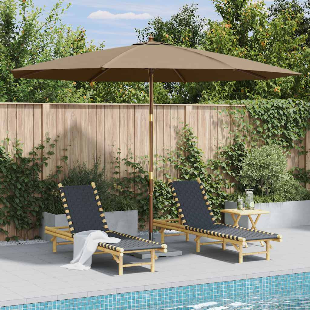 Vidaxl Sombrilla De Jardín Con Palo De Madera 350 Cm Gris Topo_1