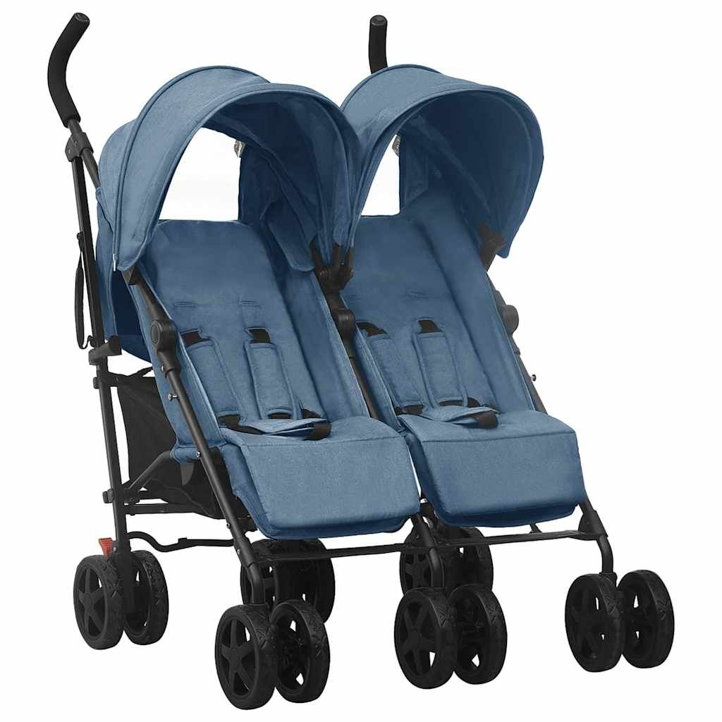 Vidaxl Carrito Para Gemelos De Acero Azul Marino_0