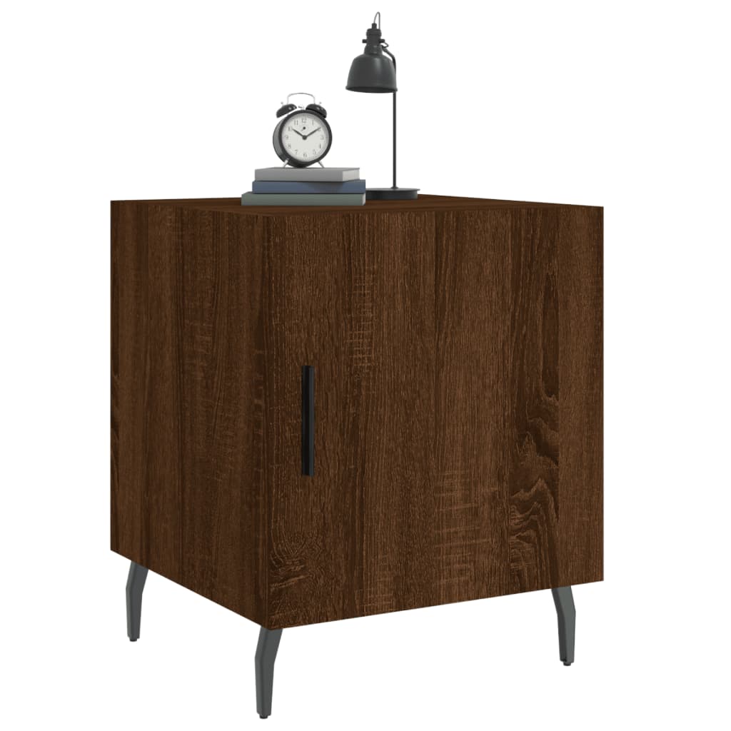 Mesita De Noche Madera De Ingeniería Marrón Roble 40x40x50 Cm_2