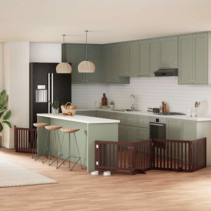 Vidaxl Puerta De Perros Plegable 8 Paneles Madera Álamo Marrón 640 Cm_1