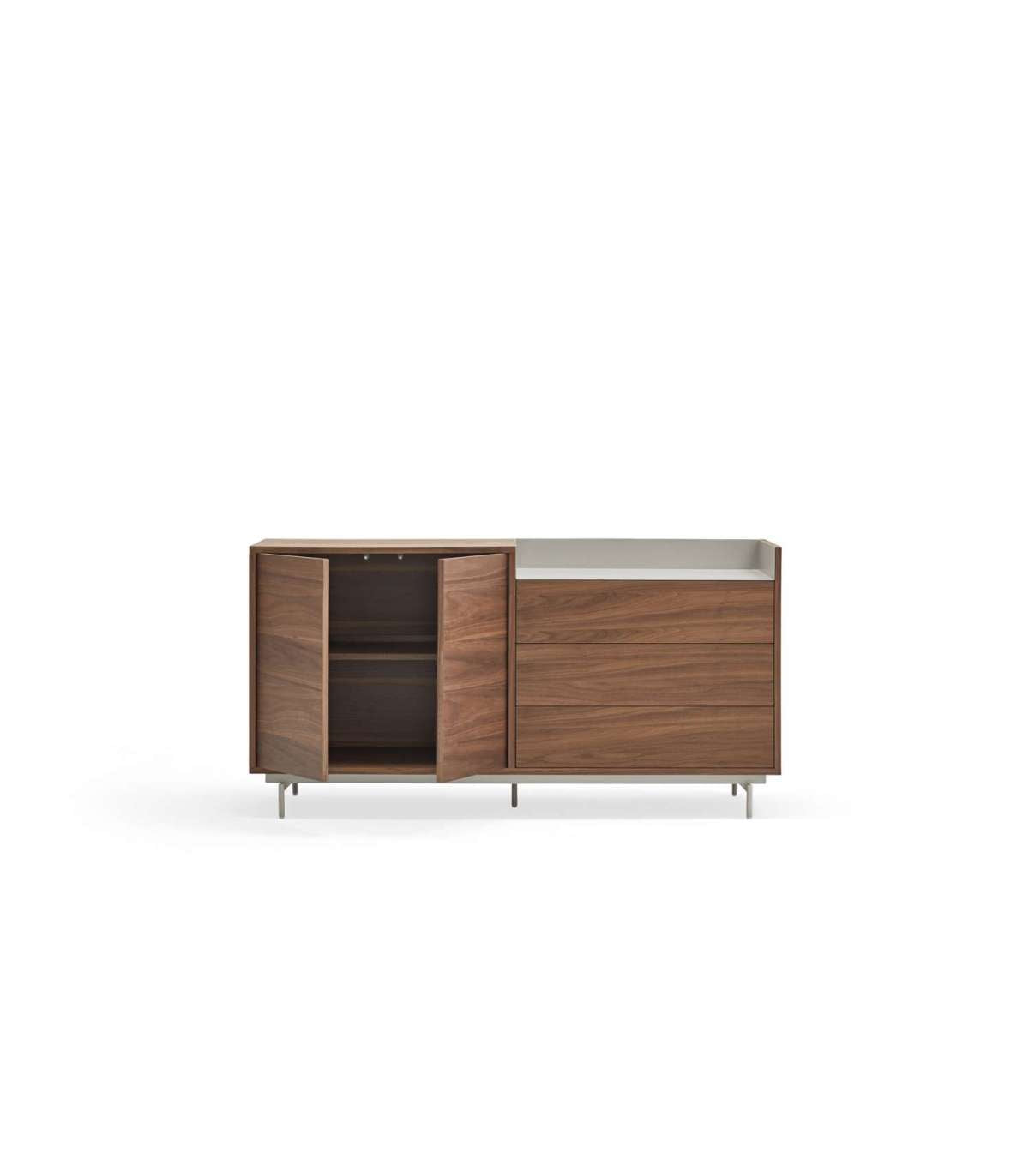 Mueble Aparador Para Comedor Modelo Valley 2 Puertas 3 Cajones Acabado Nogal/gris Claro, 4_2