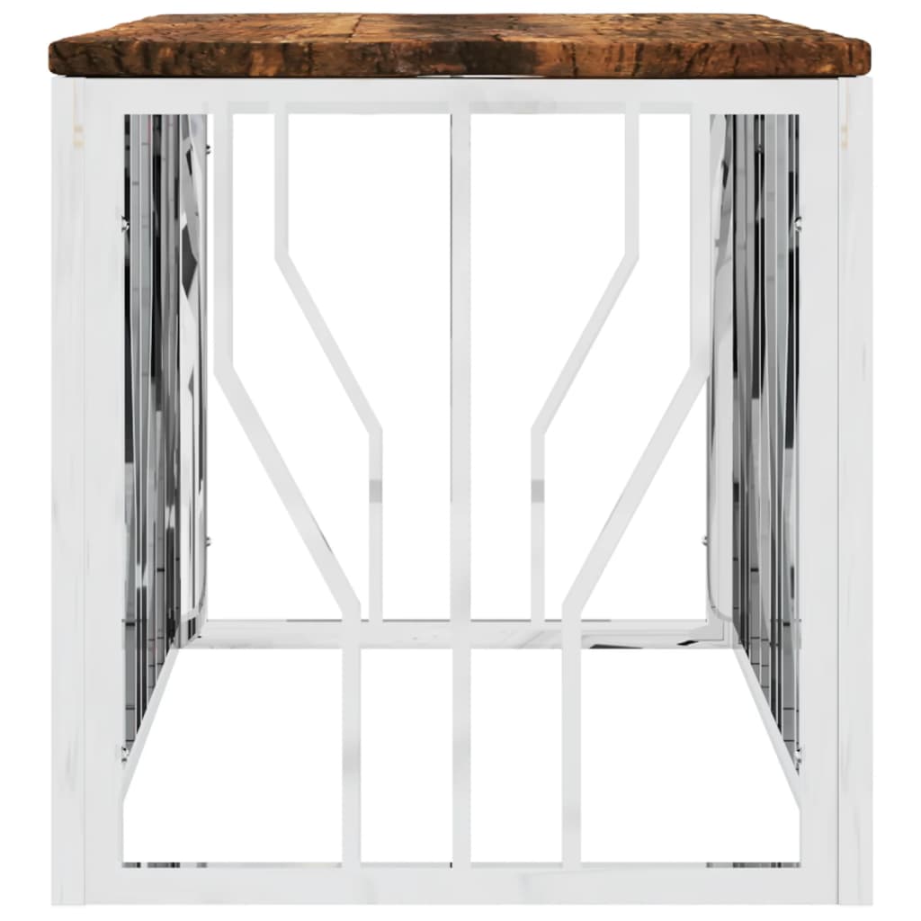 Mesa De Centro Acero Inoxidable Y Madera Maciza Reciclada._2