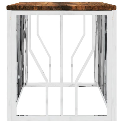 Mesa De Centro Acero Inoxidable Y Madera Maciza Reciclada._2