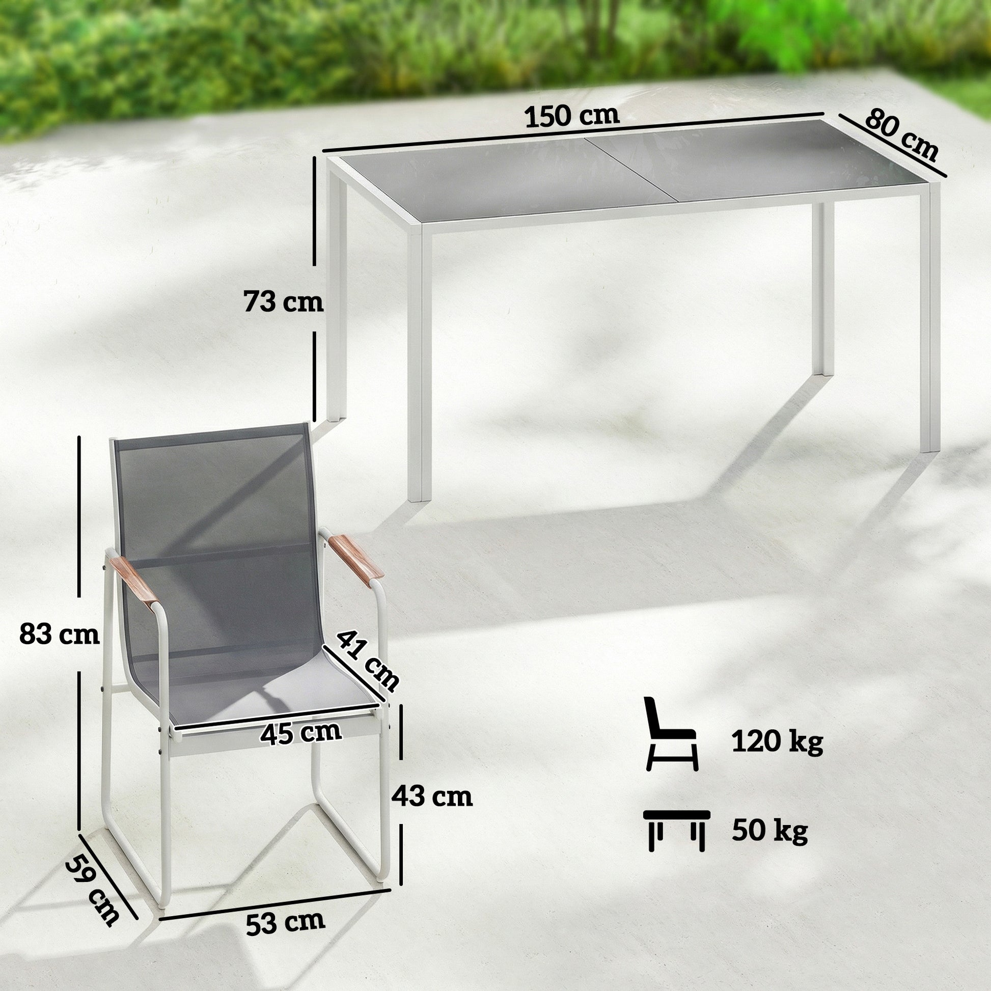 Outsunny Conjunto De Mesa Y Sillas Jardín De 7 Piezas Con Sillas Transpirables_2