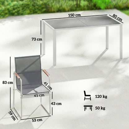 Outsunny Conjunto De Mesa Y Sillas Jardín De 7 Piezas Con Sillas Transpirables_2