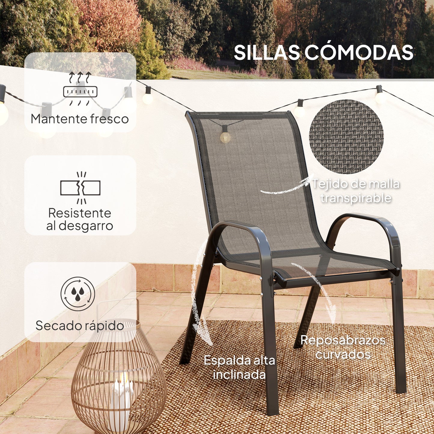 Outsunny Conjunto De Mesa Y Sillas De Terraza Exterior De 3 Piezas_5