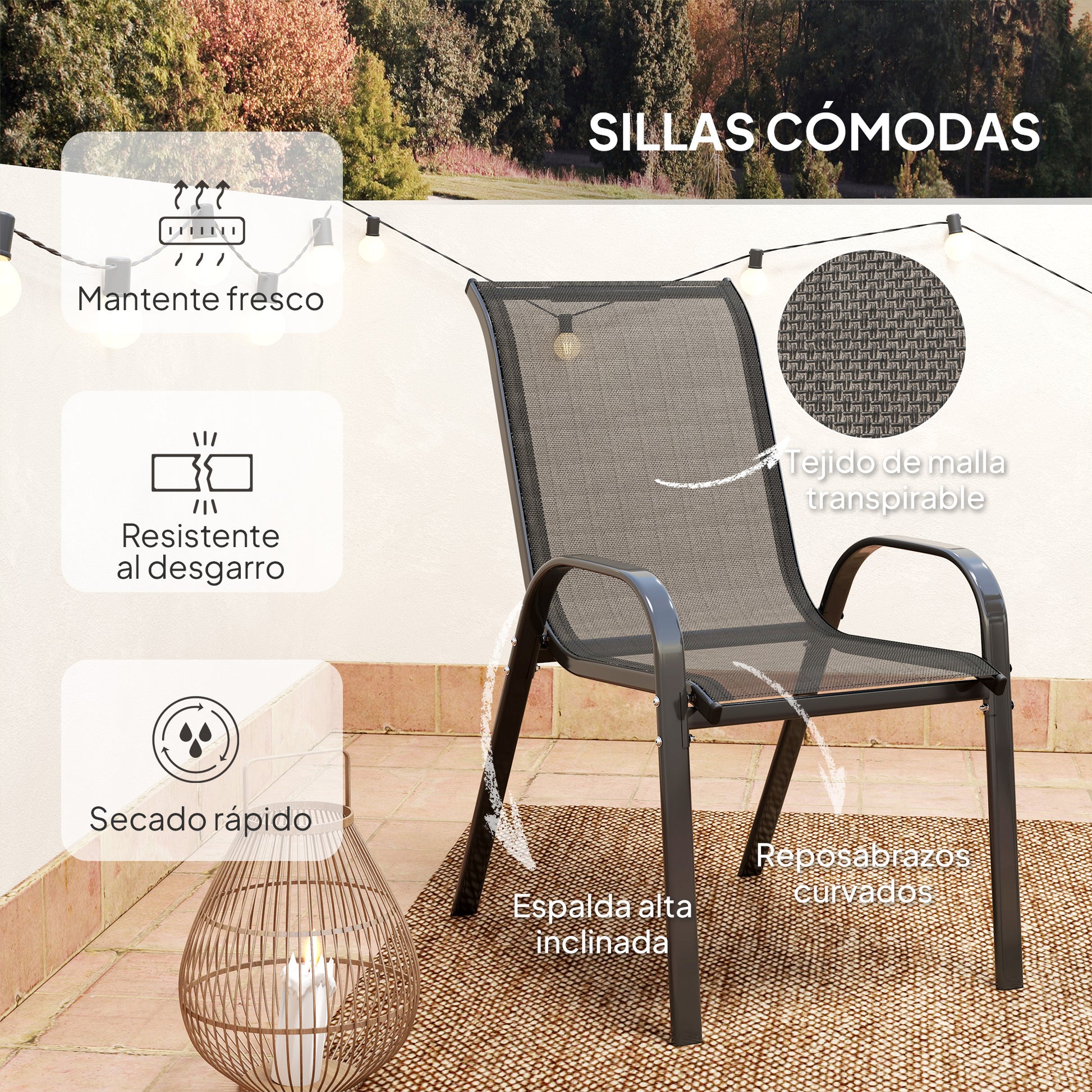 Outsunny Conjunto De Mesa Y Sillas De Terraza Exterior De 3 Piezas_5