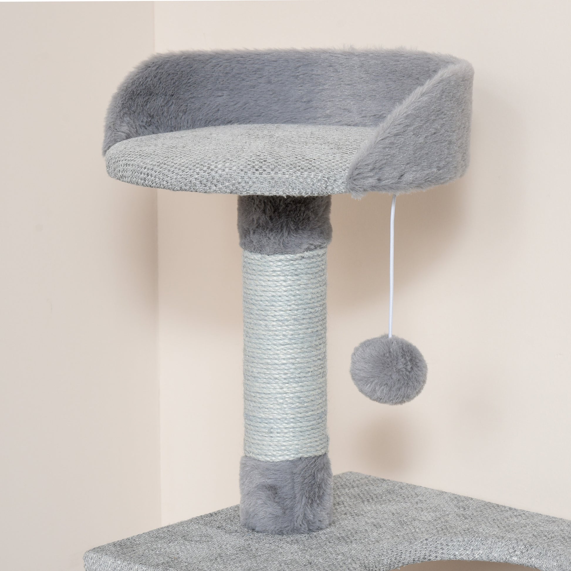 Pawhut Árbol Rascador Para Gatos Altura 124 Cm Con Plataformas Escalera Cueva Y_4