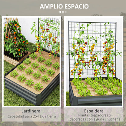 Outsunny Jardinera Con Celosía Para Plantas Trepadoras Y Fondo Abierto Gris_3