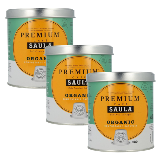 Pack x 3 café Saula Premium Organic Cápsulas Compostables 20uds