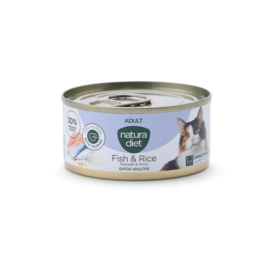 Natura Diet Cat Lata Pescado y arroz 85 g Comida húmeda para gatos