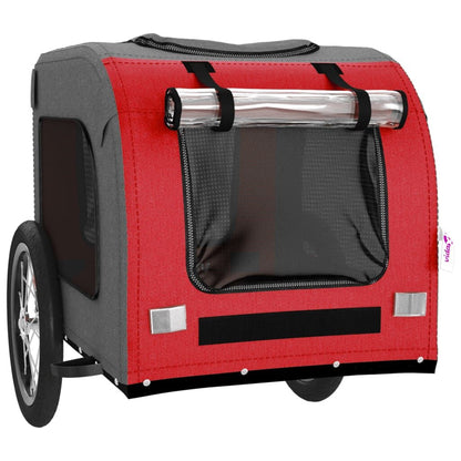 Vidaxl Remolque De Bicicleta Mascotas Hierro Tela Oxford Rojo Gris_4