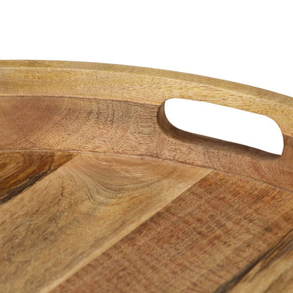 Mesa De Centro De Madera Maciza De Mango Y Acero 50x40 Cm_2