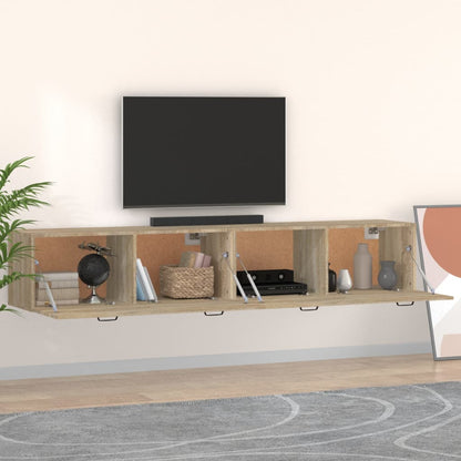 Armarios Pared 2 Uds Contrachapada Roble Sonoma 100x36,5x35 Cm_2