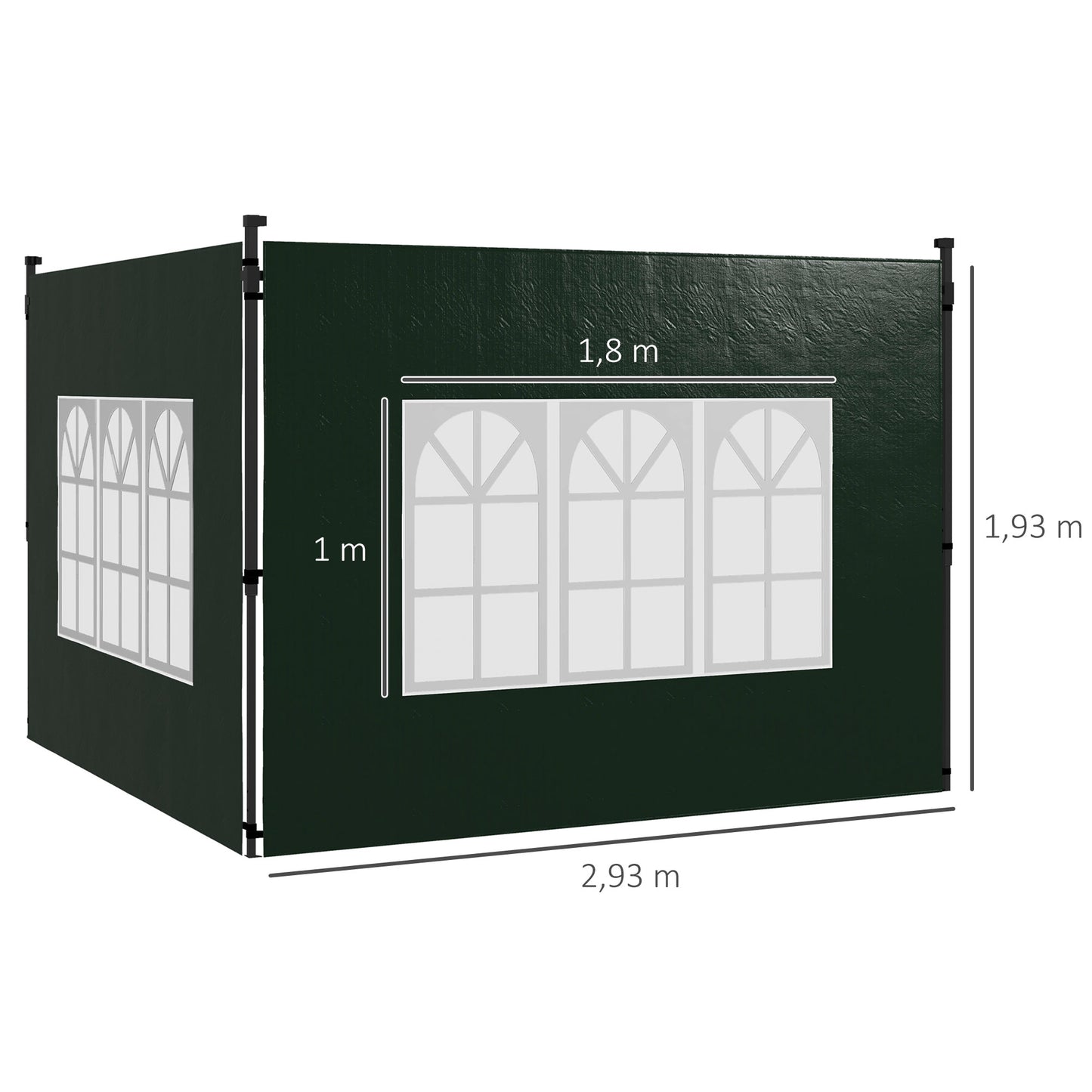 Outsunny Paredes Laterales Para Carpa 3x3 M Y 3x6 M 293x193 Cm Verde Oscuro_2