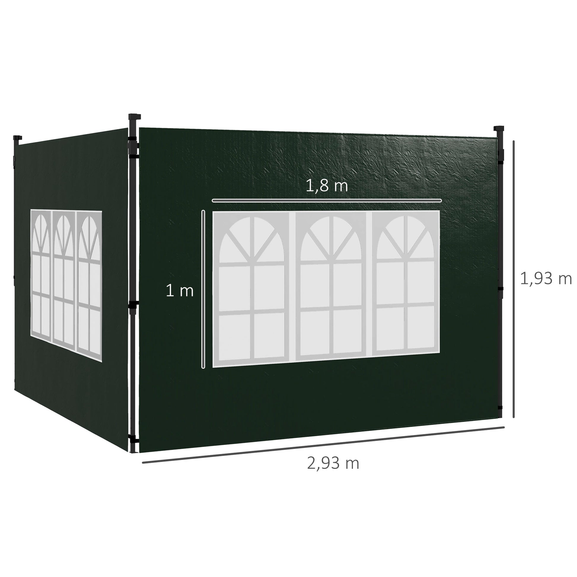 Outsunny Paredes Laterales Para Carpa 3x3 M Y 3x6 M 293x193 Cm Verde Oscuro_2