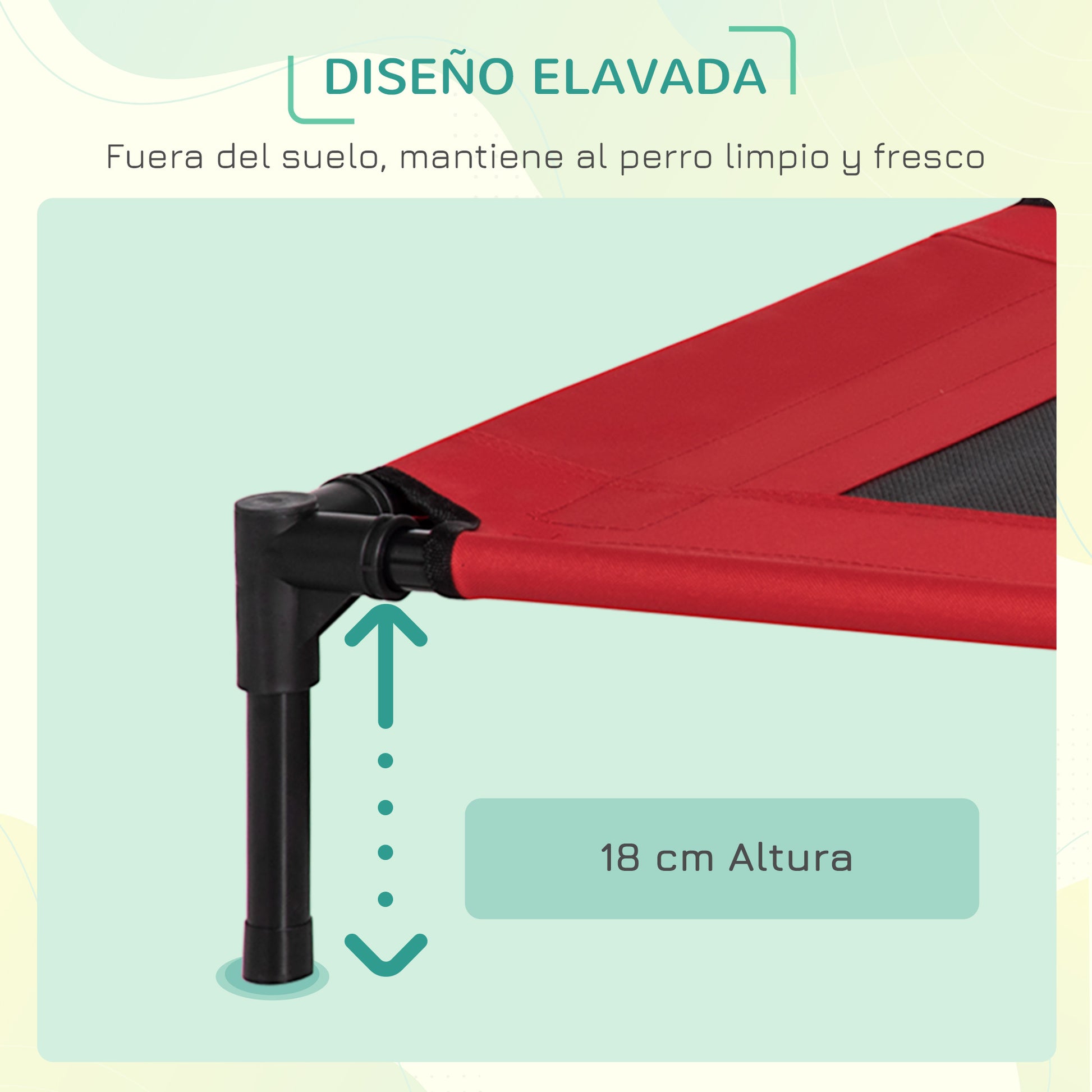 Pawhut Cama Elevada Perros Con Malla Transpirable Tela Oxford 76x61x18 Cm Rojo_4