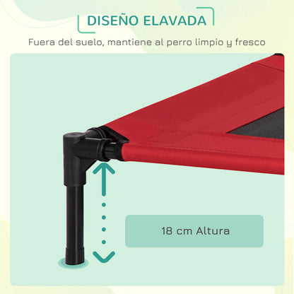Pawhut Cama Elevada Perros Con Malla Transpirable Tela Oxford 76x61x18 Cm Rojo_4