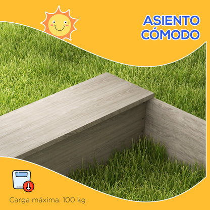 Outsunny Arenero Para Niños De Madera Con 2 Asientos 154x80x60 Cm Gris_5