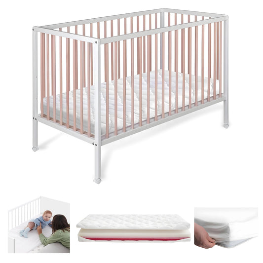 Cuna Colecho Laponia Estilo Nórdico Color Natural 120x60 Cm Madera De Haya Con Colchón Helios Y Funda Impermeable_0