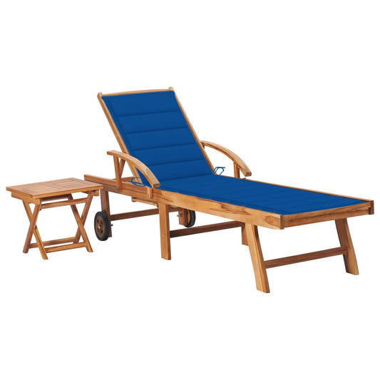 Tumbona Con Mesa Y Cojín Madera Maciza De Teca_0