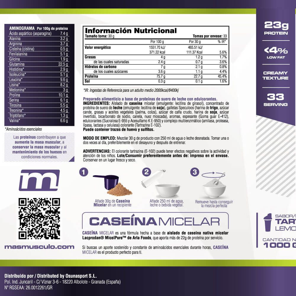 Caseína Micelar Nativa Micelpure™ - 1kg - Pastel De Limón - Ayuda A Mantener La Masa Muscula - Masmusculo_5