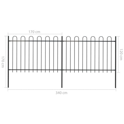 Valla De Jardín Con Puntas De Aro Acero Negro 3,4x1,2 M / Vetonek_3