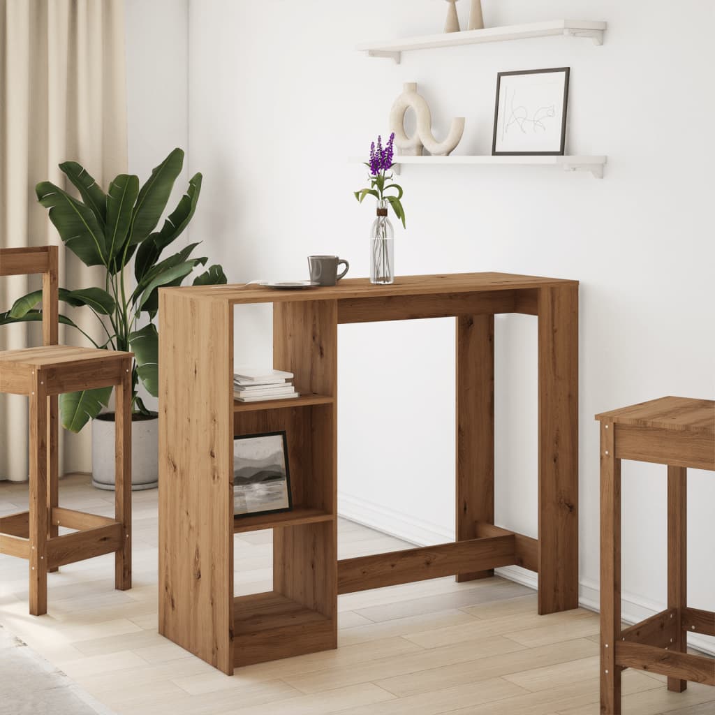 Mesa Bar Con Estante Madera Roble Artisian 124x46x103,5 Cm_1
