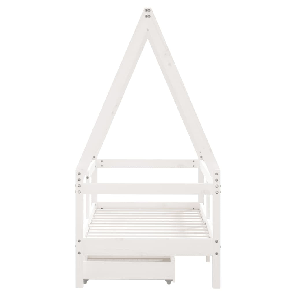 Vidaxl Estructura Cama Niños Con Cajones Madera Pino Blanco 70x140 Cm_4