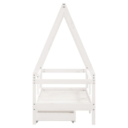Vidaxl Estructura Cama Niños Con Cajones Madera Pino Blanco 70x140 Cm_4