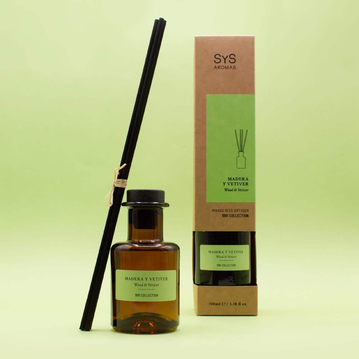 Ambientador Mikado Madera y Vetiver SYS Aromas 100 ml | Colección 1991 | Aroma Amaderado y Cítrico | Sofisticado_1