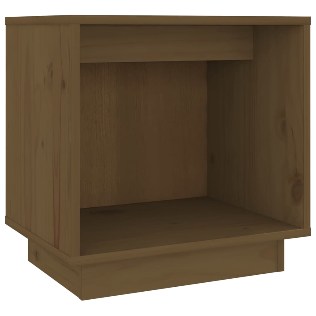 Mesita De Noche De Madera Maciza De Pino Marrón Miel 40x30x40cm_0