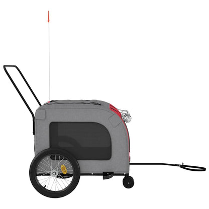 Remolque De Bicicleta Mascotas Hierro Tela Oxford Rojo Gris_5