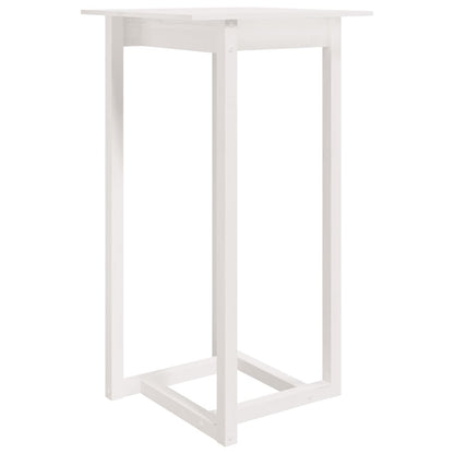 Mesa Alta De Bar Madera Maciza De Pino Blanco 60x60x110 Cm_0